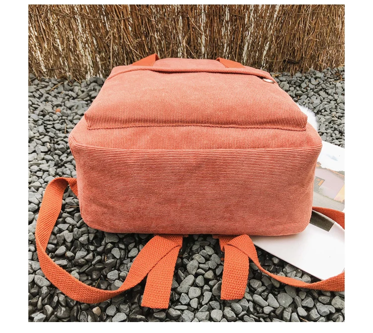 Menghuo New Backpack for Women Fur Ball Solid Color Corduroy Backpack for Girls Spring Winter Velvet Travel Bag Mochila Feminina_33-1_26