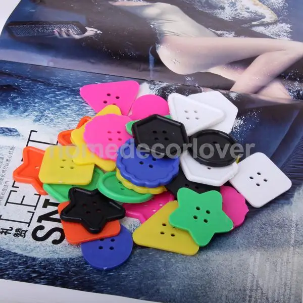 

50pc Big Plastic Assorted Buttons of Different Shapes for Kids and Adult Crafts