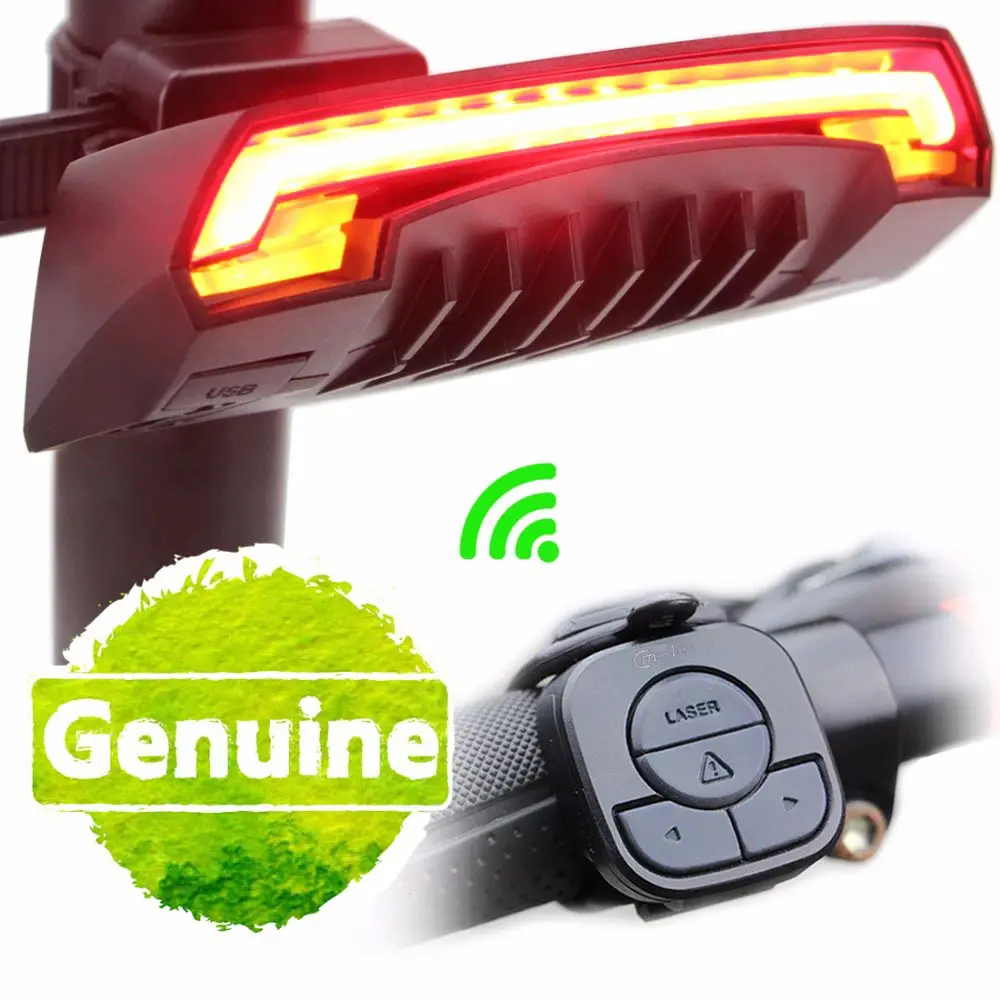 

X5 Rechargeable Smart Bicycle Bike Rear Tail Remote Wireless Light Laser Beam