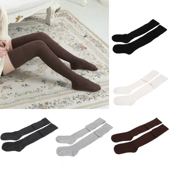 

New Fashion Women Crochet Knitted Cotton Over Knee Long Socks Leg Warm Stockings