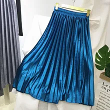 Новая бархатная Женская плиссированная юбка для девочек средней длины с подкладкой эластичные юбки для женщин 8SK013