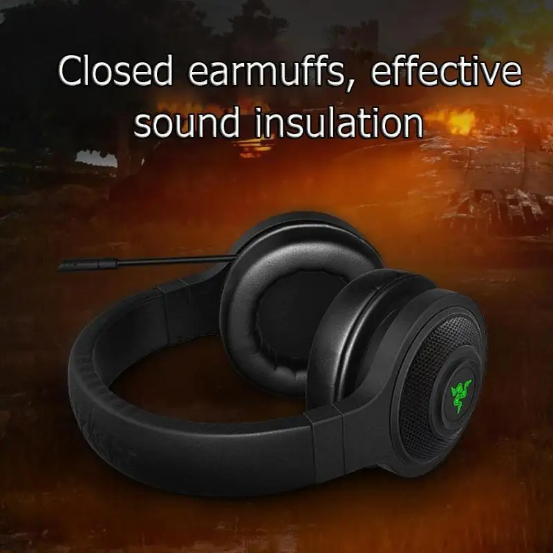 Razer kraken основные стандартные наушники с шумоизоляцией Накладные наушники Проводная игровая гарнитура аналоговые 3,5 мм USB наушники с микро