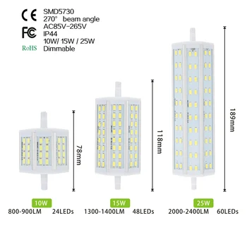 

Free ship Dimmable R7S LED 10W 15W 25W 30W SMD5730 led r7s 78mm J78 118mm J118 189mm J189 bulb light halogen Lamps floodlight