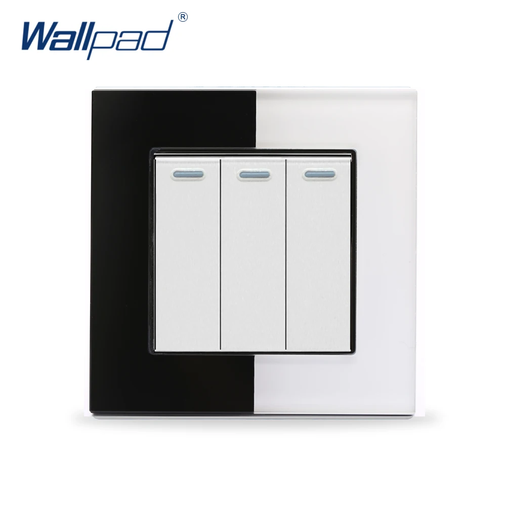3 Gang Wall Switch Wallpad 110V 250V EU UK Luxury Piano Glass Frame Smart Switch 3 Gang 2 Way