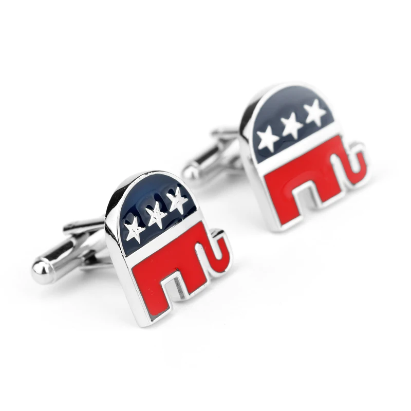 

New Fashion Republican Elephant Shape Cufflinks High Quality Wedding Cuff Links for Women Men Lovely Shirt Coat Jewelry