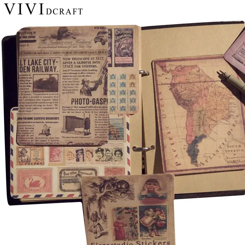 

10pcs/Set Adhesive Printer Paper Label Sticker Papelaria Vividcraft Stationery Sticker Retro Stamp Hand Made Diy Paper Stickers