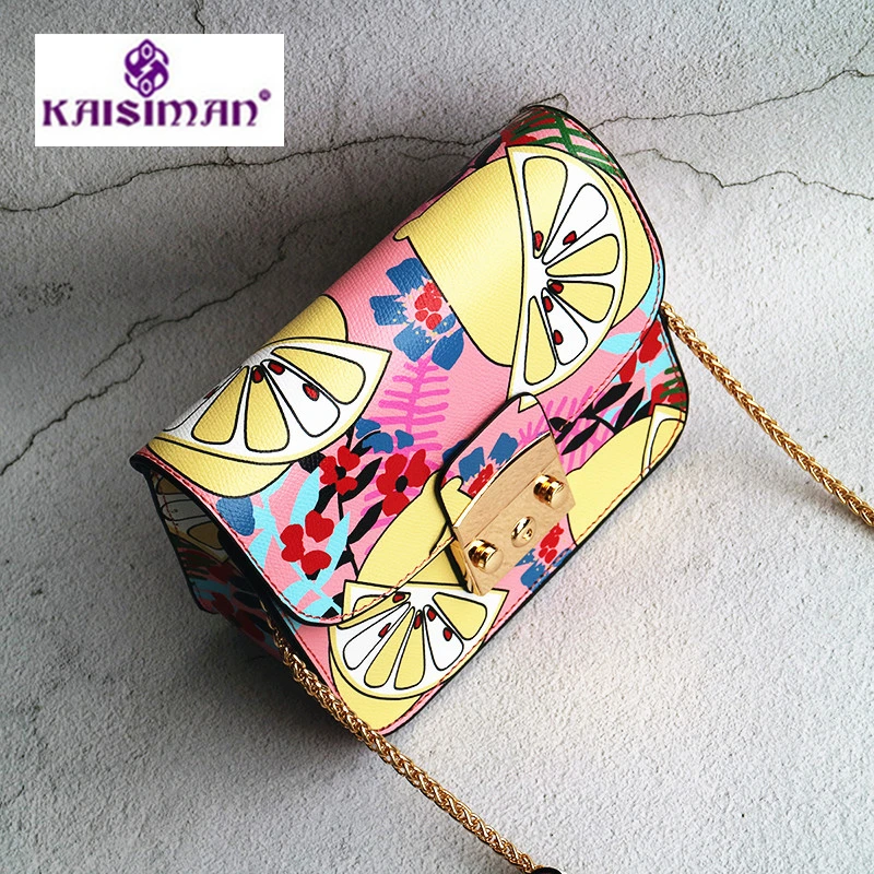 

Lxuury Famous Deisgner Brand Women Handbags Turtle, Peacock, Woodpecker, Squirrel, Watermelon, Lemon, Orange Print Shoulder Bags