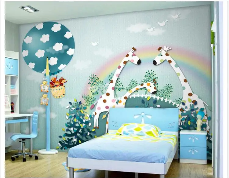 

Custom 3d wallpaper murals Cartoon wallpaper children room mural balloon giraffe murals Children's paintings wall decoration