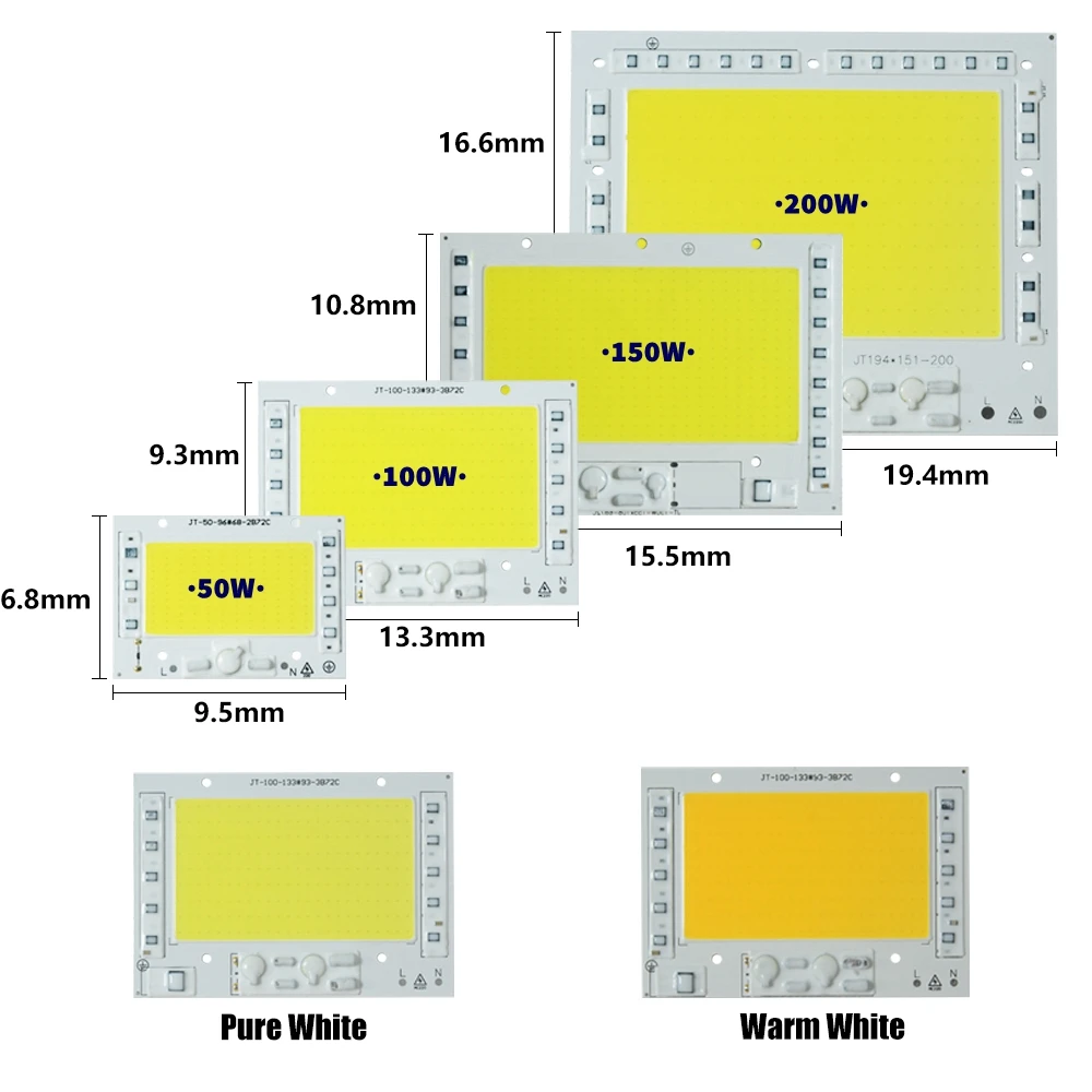 Удара светодио дный лампы Чип 50 Вт 100 Вт 150 Вт 200 Вт Smart водитель IC 220 В высокое лампа люмен для DIY открытый прожектор холодной теплый белый