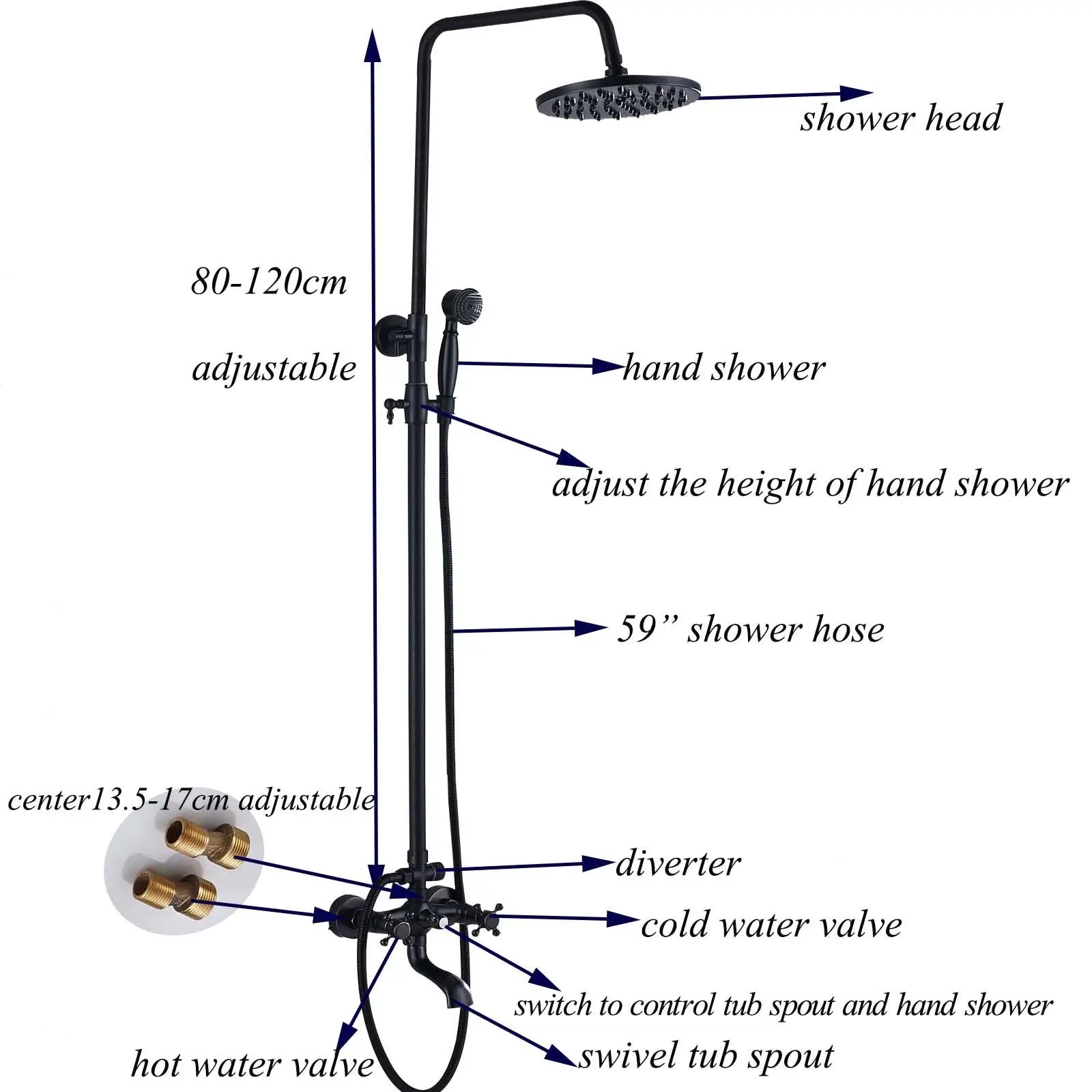 Shower Faucets Oil Rubbed Bronze Bathroom Rainfall Shower Faucet Set Mixer Tap With Hand Sprayer Wall Mounted ZD227