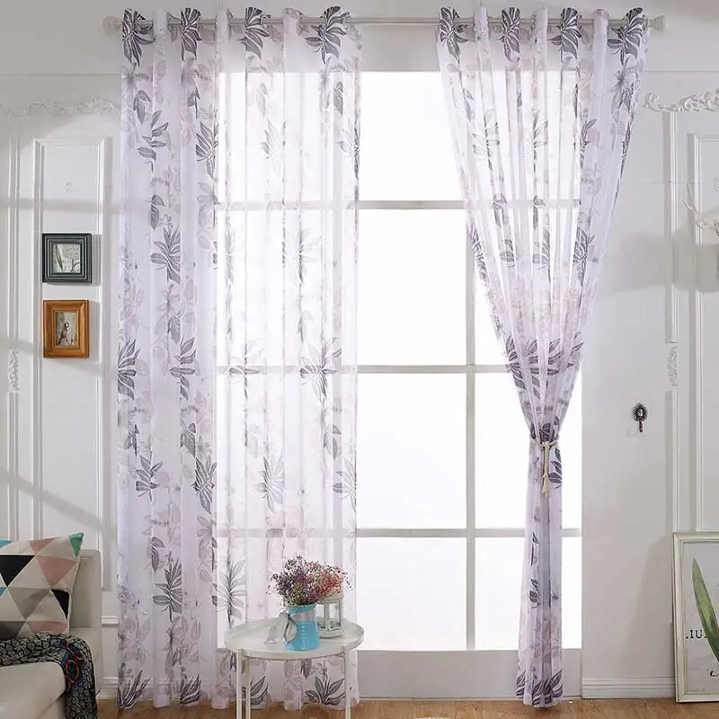 Lovalin ventana cortina de pantalla planta de impresión hilo translucidus tulle cortina gasa estilo pastoral rideaux pour le salon Lovalin ventana cortina de pantalla planta de impresión hilo translucidus tulle cortina gasa estilo pastoral rideaux pour le salon