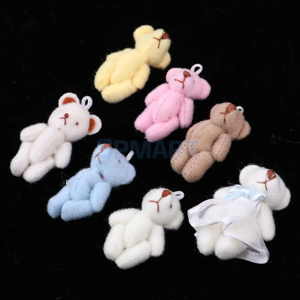 

1/12 Cotton Doll Mini Little Bear Toy Cartoon Plush Toy Keychain for Doll Accs Children Girls Lovely Gift Baby Room Cradle Decor