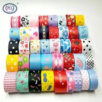 

HL Handicraft Multi Mixed Printed Satin Grosgrain Ribbons DIY Sewing Accessory Gift Wrap Ribbon for Christmas Wedding Decor