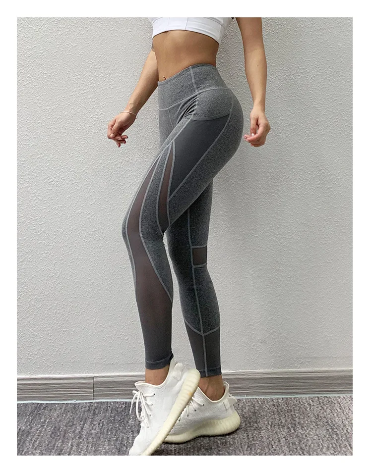 Дышащие сетчатые женские штаны для йоги с карманом, спортивная одежда для бега, эластичные леггинсы для фитнеса, компрессионные колготки для спортзала