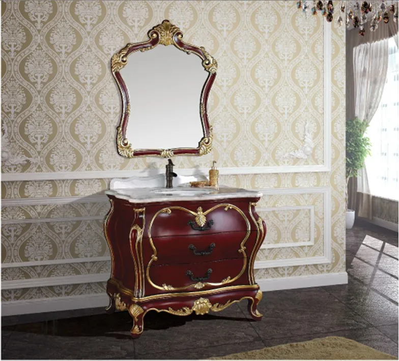 2017 Solid oak wood antique bathroom with sink and counter top