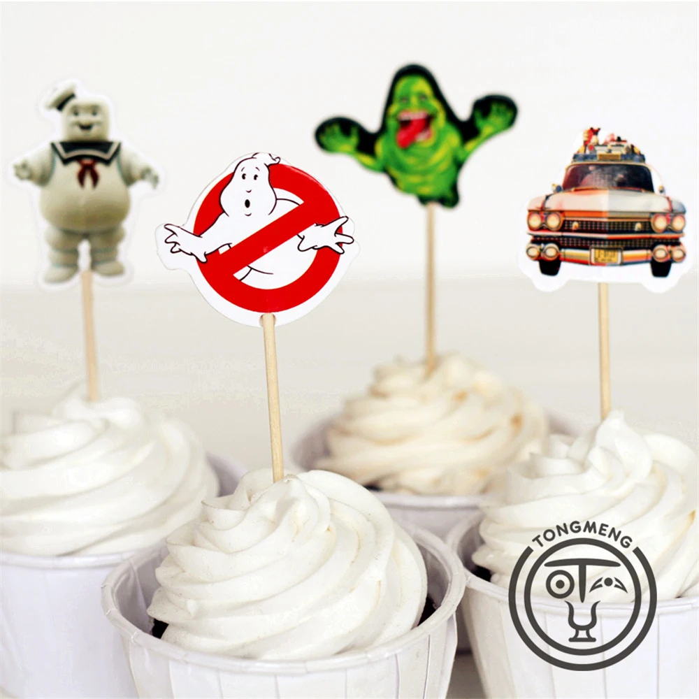 

72pcs Ghostbusters stay puft Peter Venkman Dana Barrett candy bar cupcake toppers picks baby shower kids birthday party supply