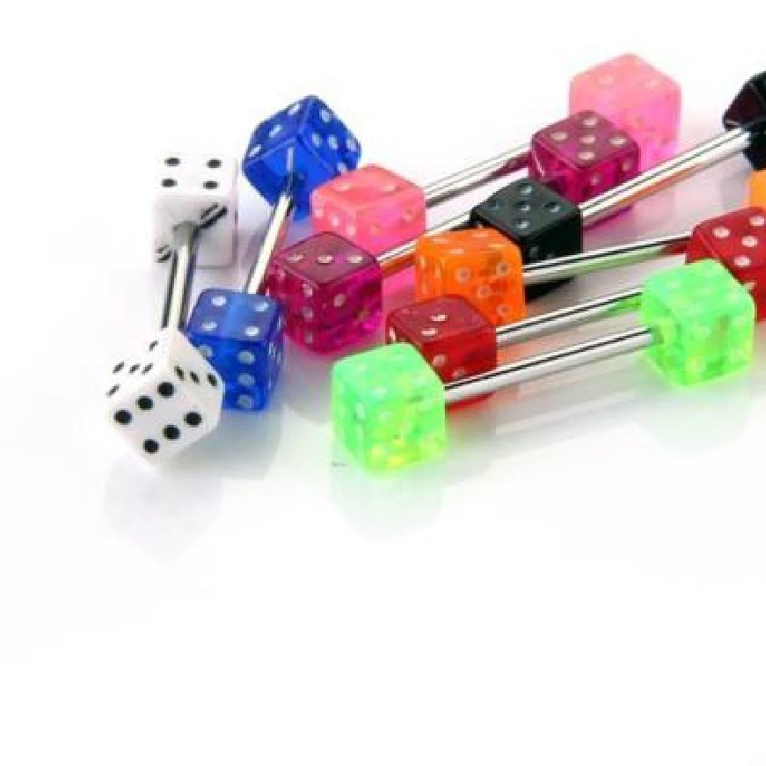 Fashion 30Pcs Stainless Steel Dice Shaped Tongue Nipple Bars Rings Cute