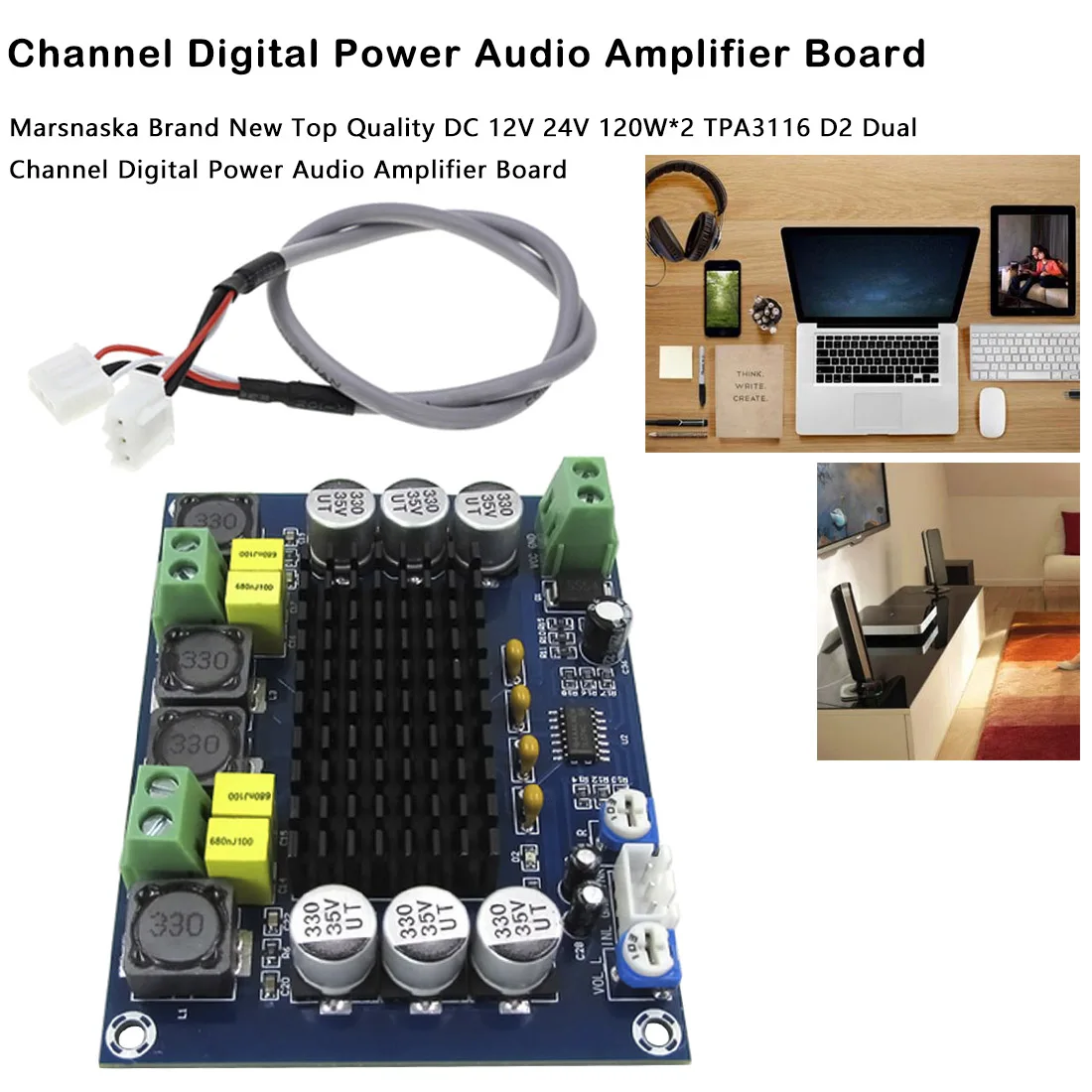 

TPA3116D2 DC 12-26V Amplifier Board XH-M543 with Dual-channel Stereo High Power Digital Audio 2x120W XH-M543 XR649