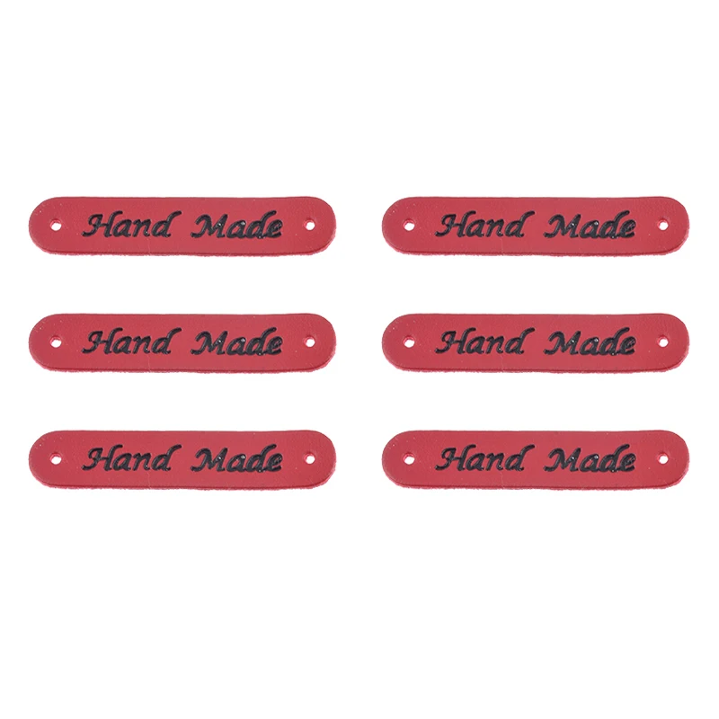 20pcs PU Leather Handmade Labels Embroidered Apparel Garment Accessories 3#