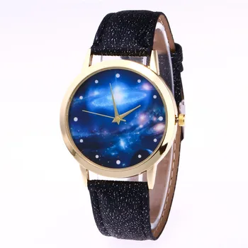 

Fashion Ladies Dress Quartz Clock Creative Shining Leather Strap Wrist Watch Universe Pattern Women's Watches Women Dropshipping