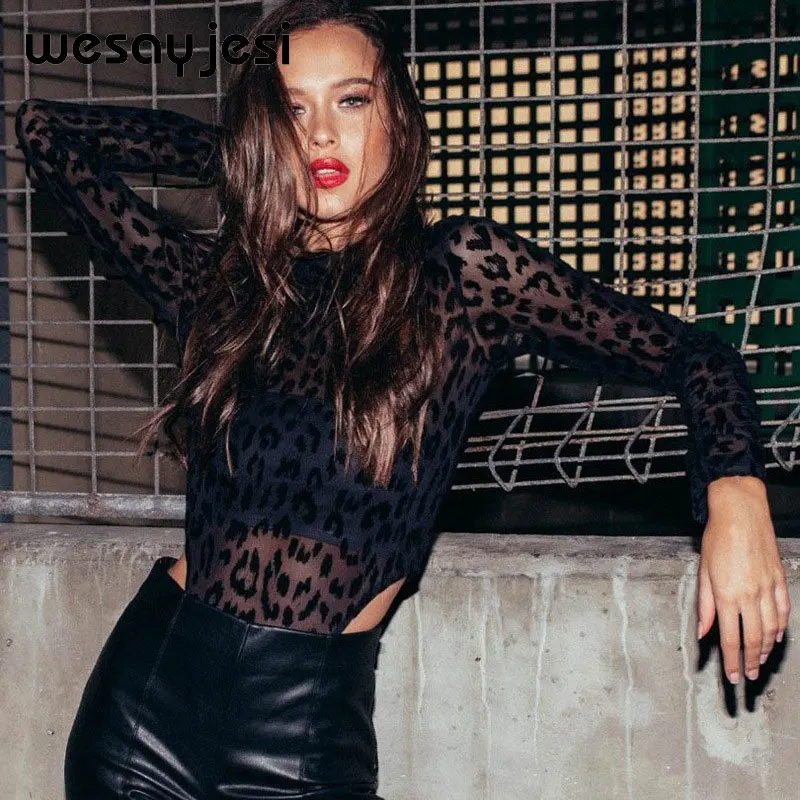 Sexy Black Deep O Neck Long Sleeve Bodysuits Fit Slim Cami Lace Bodysuit Embroidery Patch Bodysuits Tops for Women Clothing