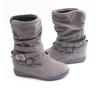 

Europe and the United States winter large size matte flat female snow boots double row plus velvet warm women's boots