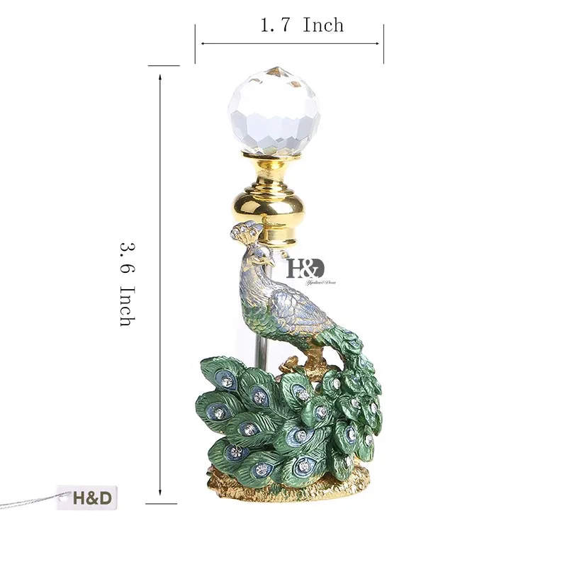 H& D 3,6 мл винтажный вид статуэтка павлина драгоценность стеклянный пустой многоразовый флакон духов