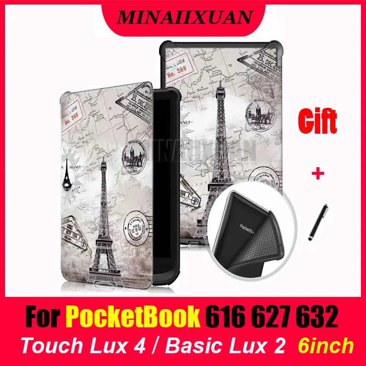 Мягкий магнит чехол для PocketBook 616 627 632 Smart Cover для электронной книги PocketBook Touch Lux 4 принципиально основные Lux 2 Touch HD 3 + подарок