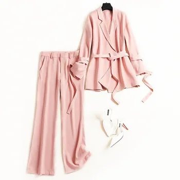 

Women's suit fashion spring and autumn new pink women's suit two-piece suit (coat + pants) women's business formal suits