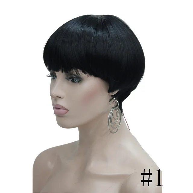 Strongbeauty Women S Short Straight Bob Hair Black Purple Mushroom