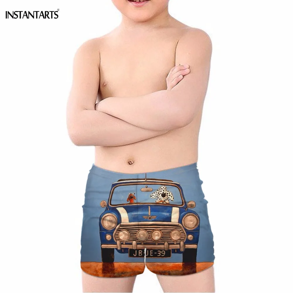 

INSTANTARTS Funny 3D Pet Dog/Puppy Drive Car Print Boys Summer Swimsuits Bathing Kids' Swimming Trunks Children Beach Swimwear