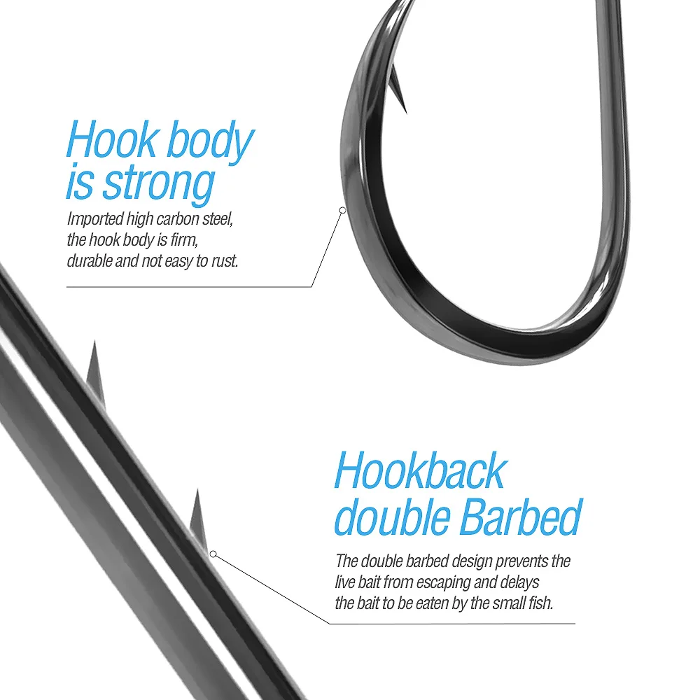 DONQL 50 pcs الكربون الصلب خطاطيف للصيد البحر دودة الكارب واحدة دائرة الشائكة مجموعة خطفات يطير معدات الصيد معالجة شص