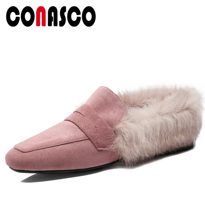 

CONASCO 1Fashion Women Basic Pumps Suede Leather Autumn Winter Warm Square Heels Shoes Woman Office Lady Party Quality Shoes