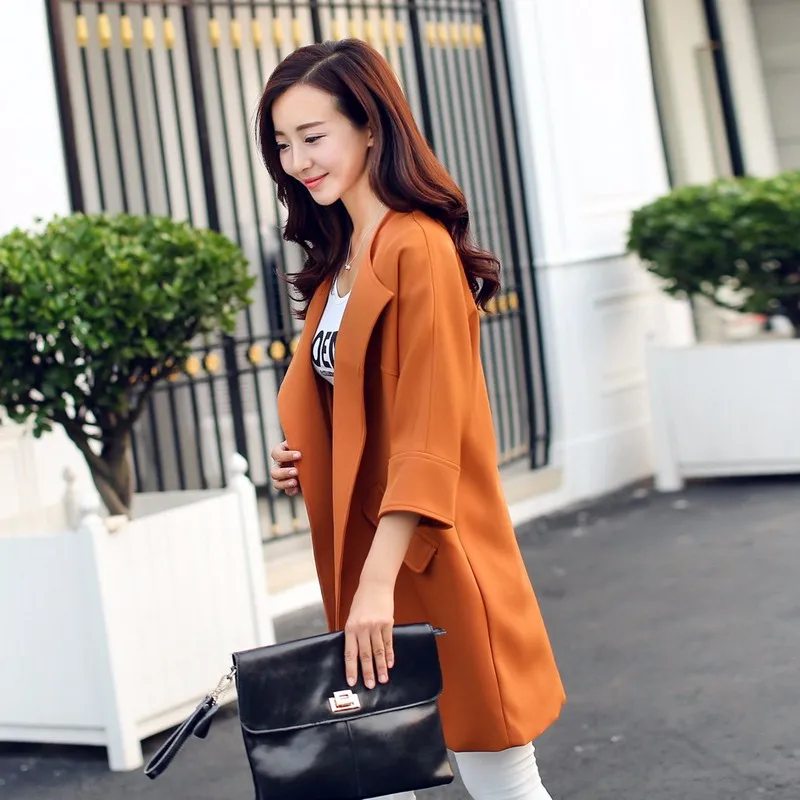 2016-Women-Spring-Coat-New-Fashion-Female-O-Neck-Three-Quarter-Sleeve-Women-Trench-Coat-Spring (2)