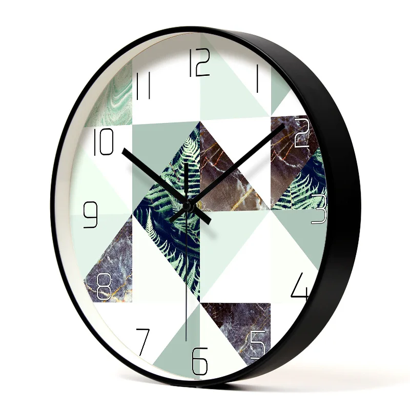 

Nordic Decorative Simple Printing Metal Wall Clocks Silent Quartz Circular Metal Hanging Clock Modern Design Home Decor