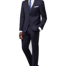 Новое поступление, индивидуальный заказ, приталенный, темно-синий, с 2 пуговицами, с отворотом, мужской костюм, приталенный