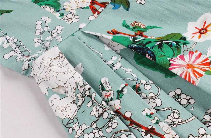 Kostlish Brand 2017 New Summer Dress Women Short Sleeve Slim 50s 60s Vintage Dress Elegant Print Swing Rockabilly Party Dresses (21)