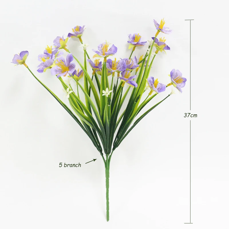 JAROWN Artificial Butterfly Orchid Flowers Small Bouquet Simulation Plastic Leaves Silk Fake Flower Wedding Flores Home Decor (19)