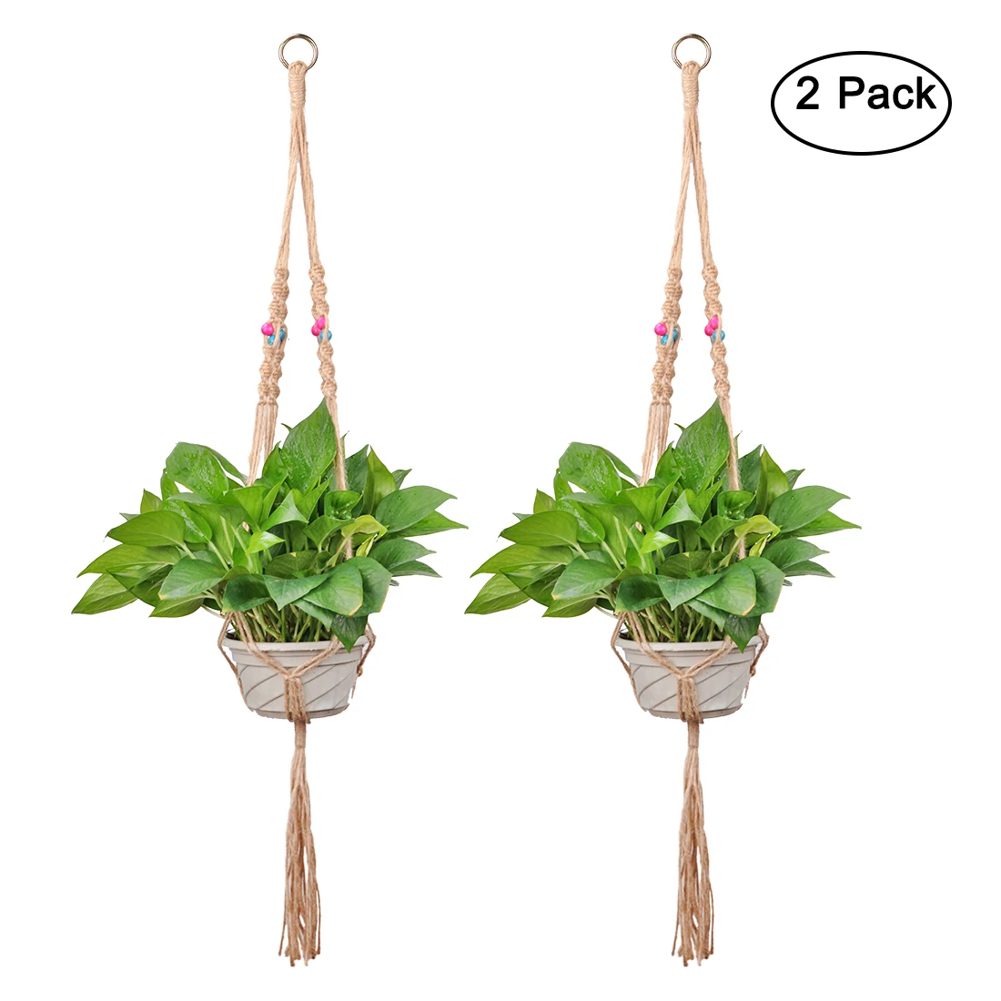 

Dewel 2 pieces Macrame Plant Hanger Indoor Outdoor Hanging Planter Basket Rope Thailand's style Home Decor Garden Decoration