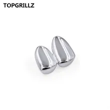 TOPGRILLZ двойные шапки, желтое золото, цвет, покрытие Grillz Canine Plain, два зубца, правый верх, один колпачок, грили
