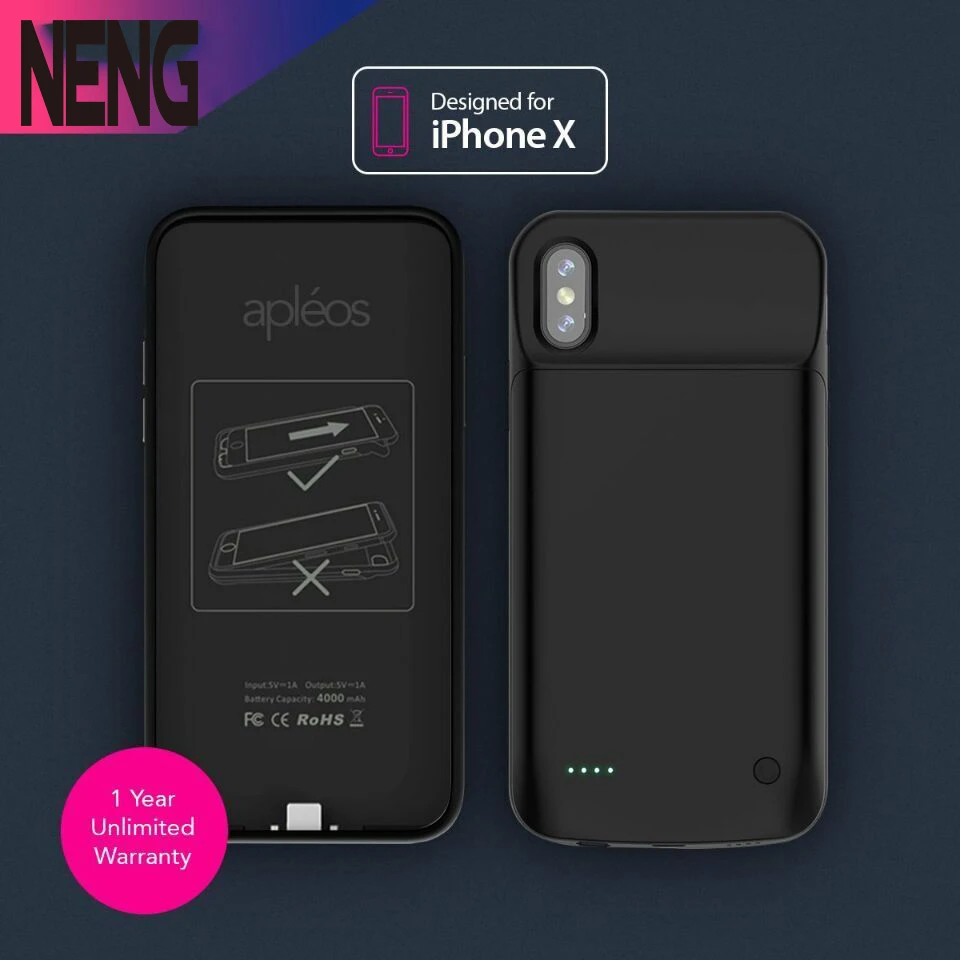 NENG 3200 mAh для iphone X Xs аудио зарядка ультра тонкий ударопрочный корпус батареи Защитная 4000 mAh для iphone XsMax XR чехол