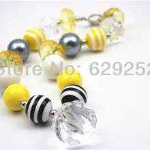 Комплект из 10 штук Желтый Прекрасный многоцветный Коренастый Bubblegum Дети Цепочки и ожерелья Pearl Бусины cb073