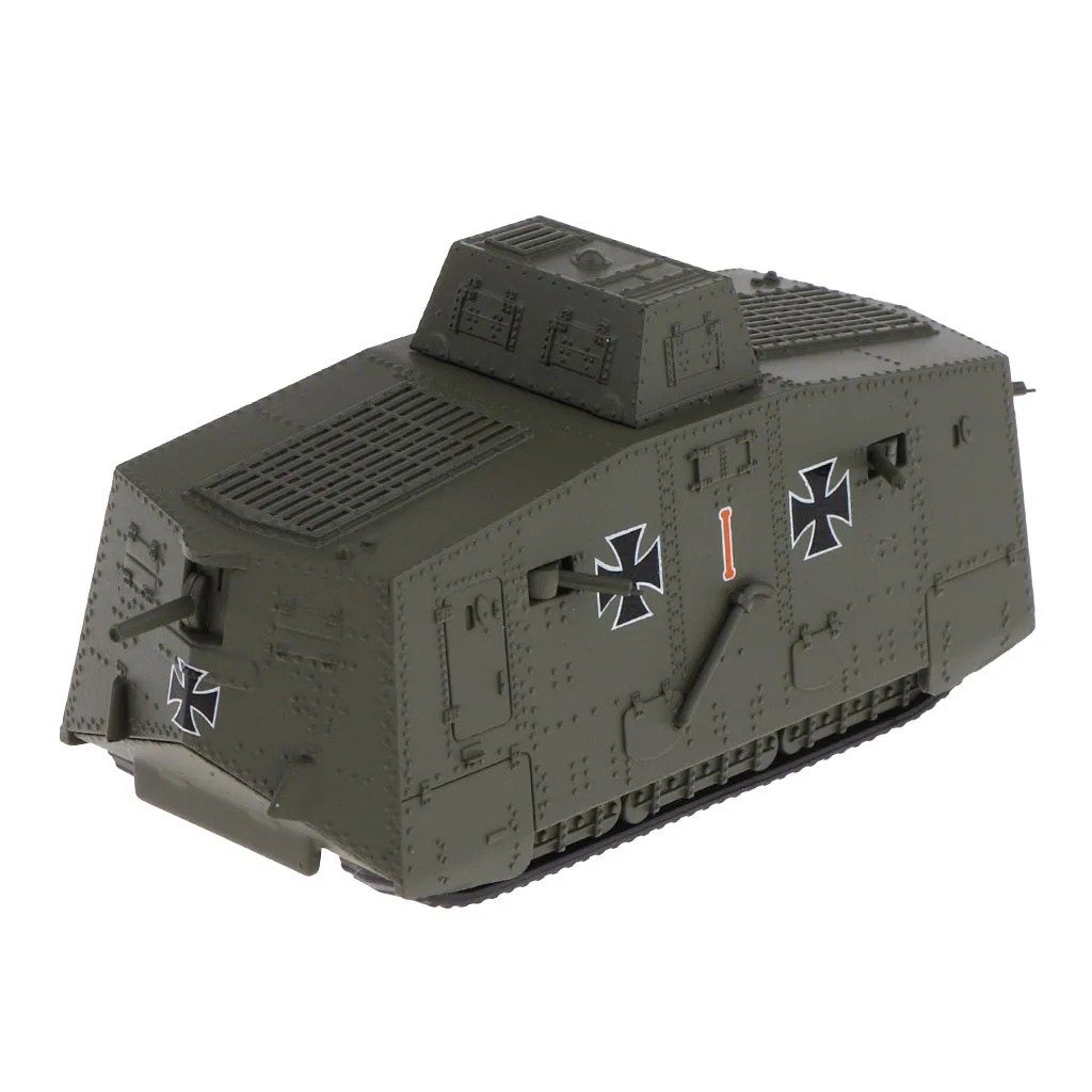 1/72 моделирование немецкий A7V тяжелый панцирный танк-Первая мировая война бронированная литая машинка армейская модель автомобиля игрушка сувенир армейский зеленый