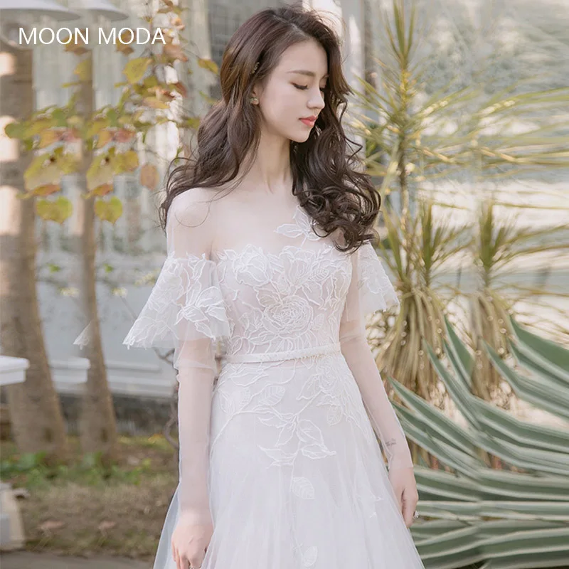 

beach long sleeve wedding dress 2019 plus size mariage princess simple a line sexy white luxury novias beach dress real price