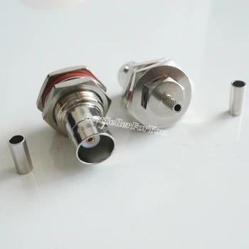 

10PCS Connector BNC female Jack bulkhead o-ring Crimp For LMR100 RG316 RG174 cable RF
