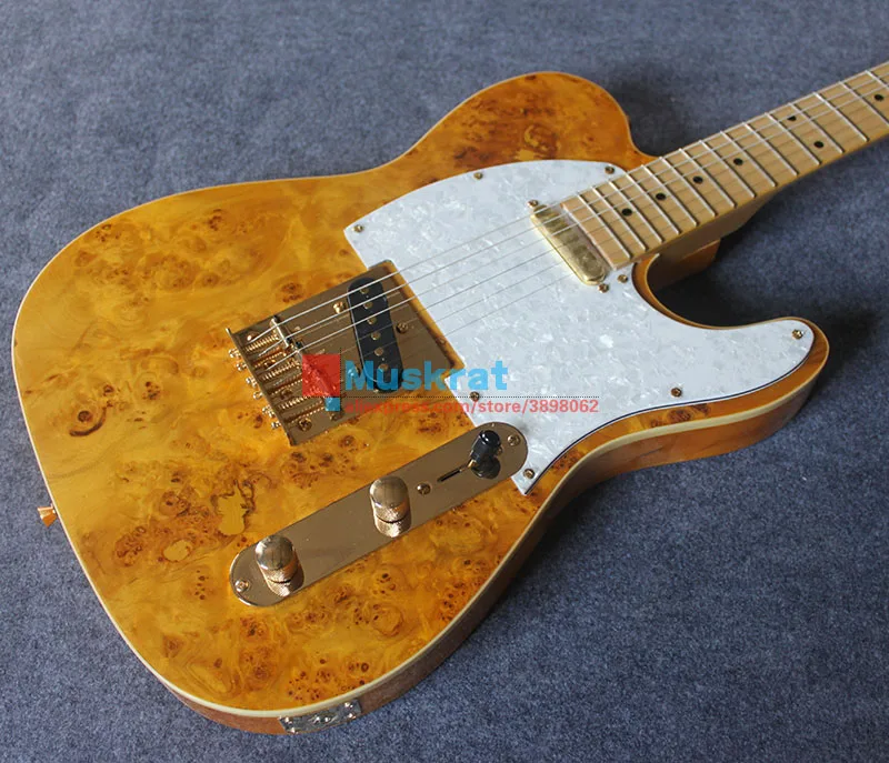 Электрогитара spalted maple top TL корпус из липы прозрачный желтый подаренный выбор и сумка