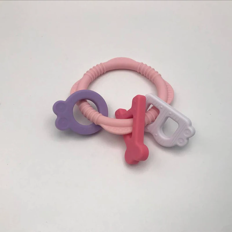 Qshare Baby крошечный стержень Прорезыватель 24 месяца дети эластичный жеватель Платина животные силиконовые игрушки ребенок подарок ко дню рождения для новорожденного ребенка - Цвет: Bracelet Pink
