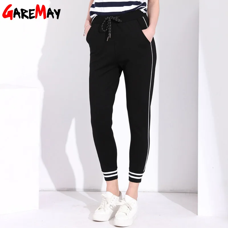 Sweatpants Women High Waisted Bottoms Female White Stripe
