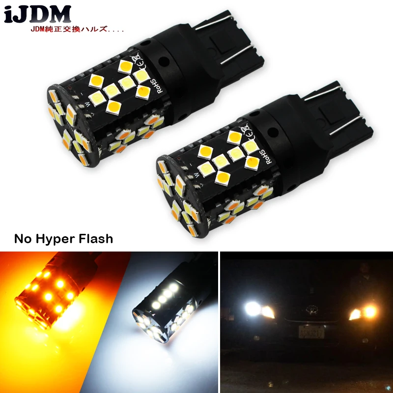 Светодиодный Canbus без Hyper Flash 7443 21 Вт W21/5 T20 белые/Янтарные светодиодные лампы для