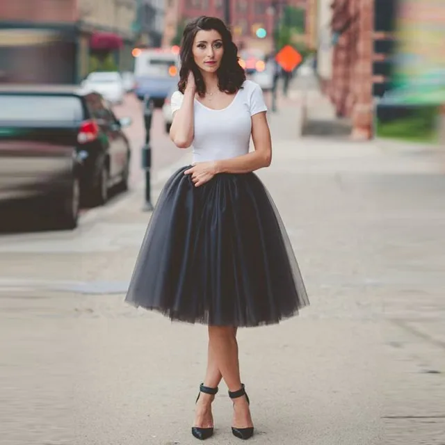 Street Style Short Tulle Skirt Puffy Long Skirts Womens Knee Length